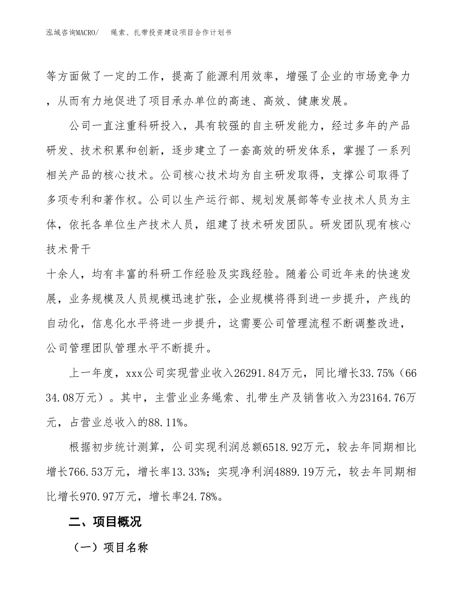 绳索、扎带投资建设项目合作计划书（样本）_第3页