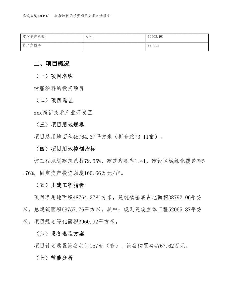 关于建设树脂涂料的投资项目立项申请报告.docx_第5页
