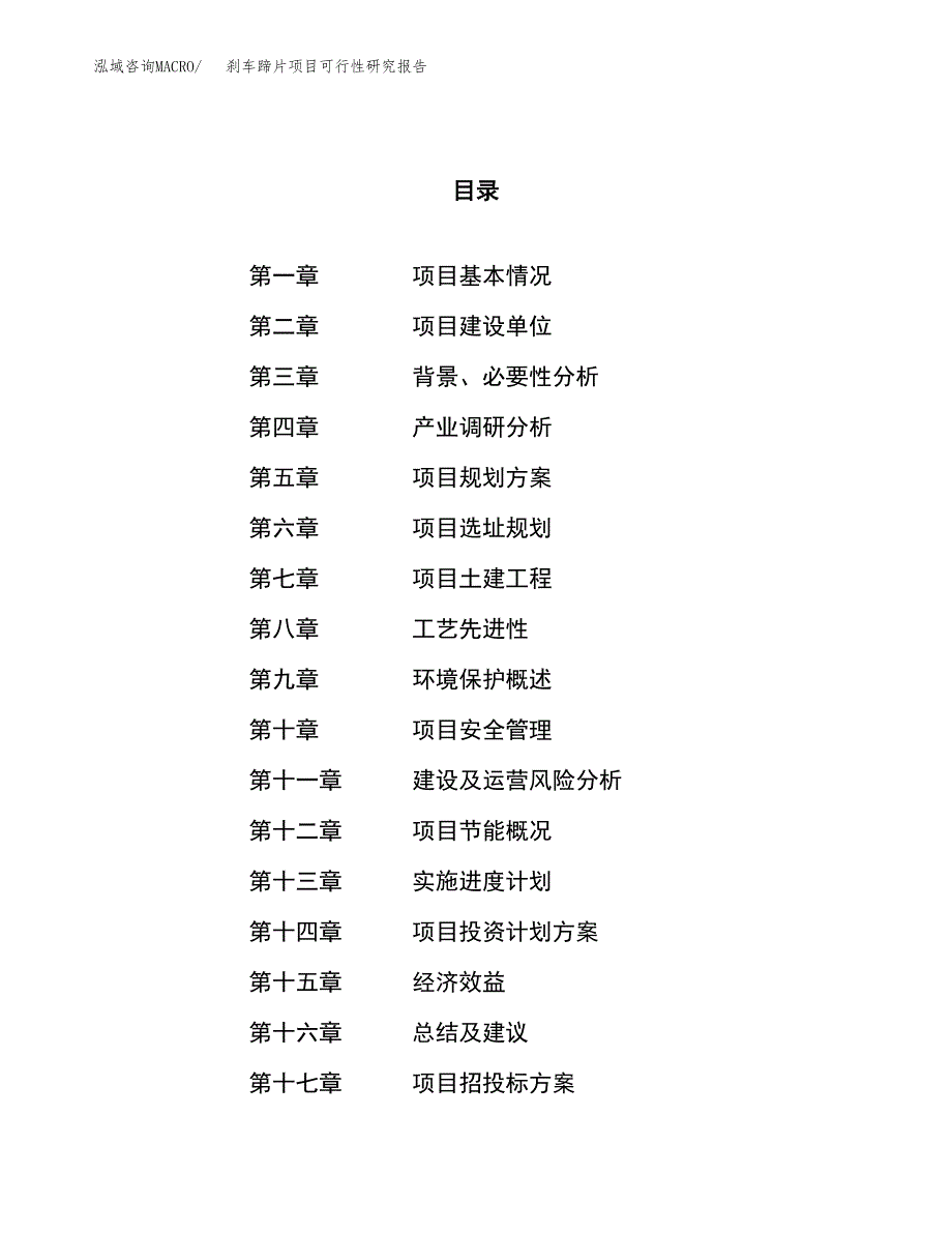 关于投资建设刹车蹄片项目可行性研究报告.docx_第1页