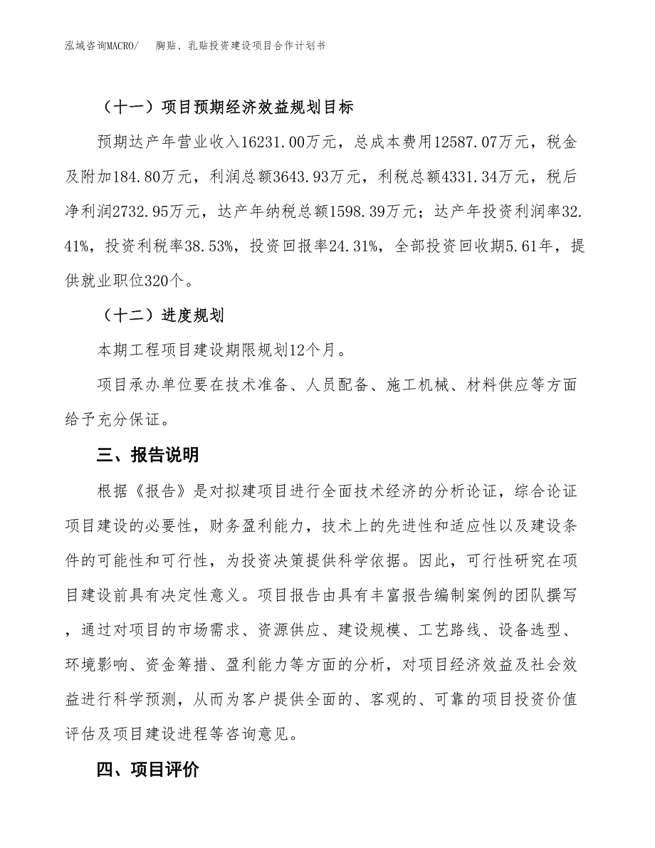 胸贴、乳贴投资建设项目合作计划书（样本）_第4页