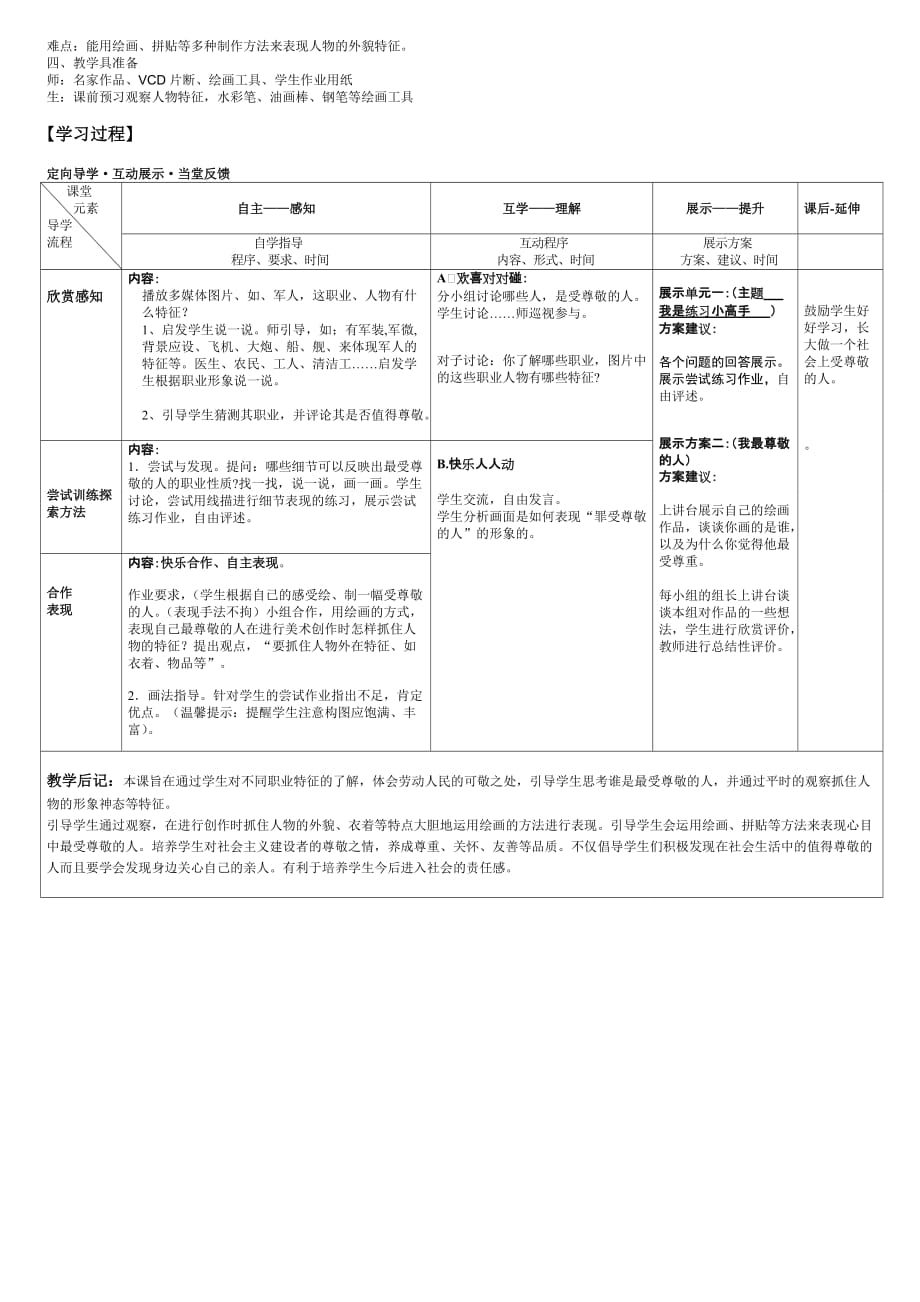 四年级上册美术课教案-第6课 最受尊敬的人人教新课标_第3页