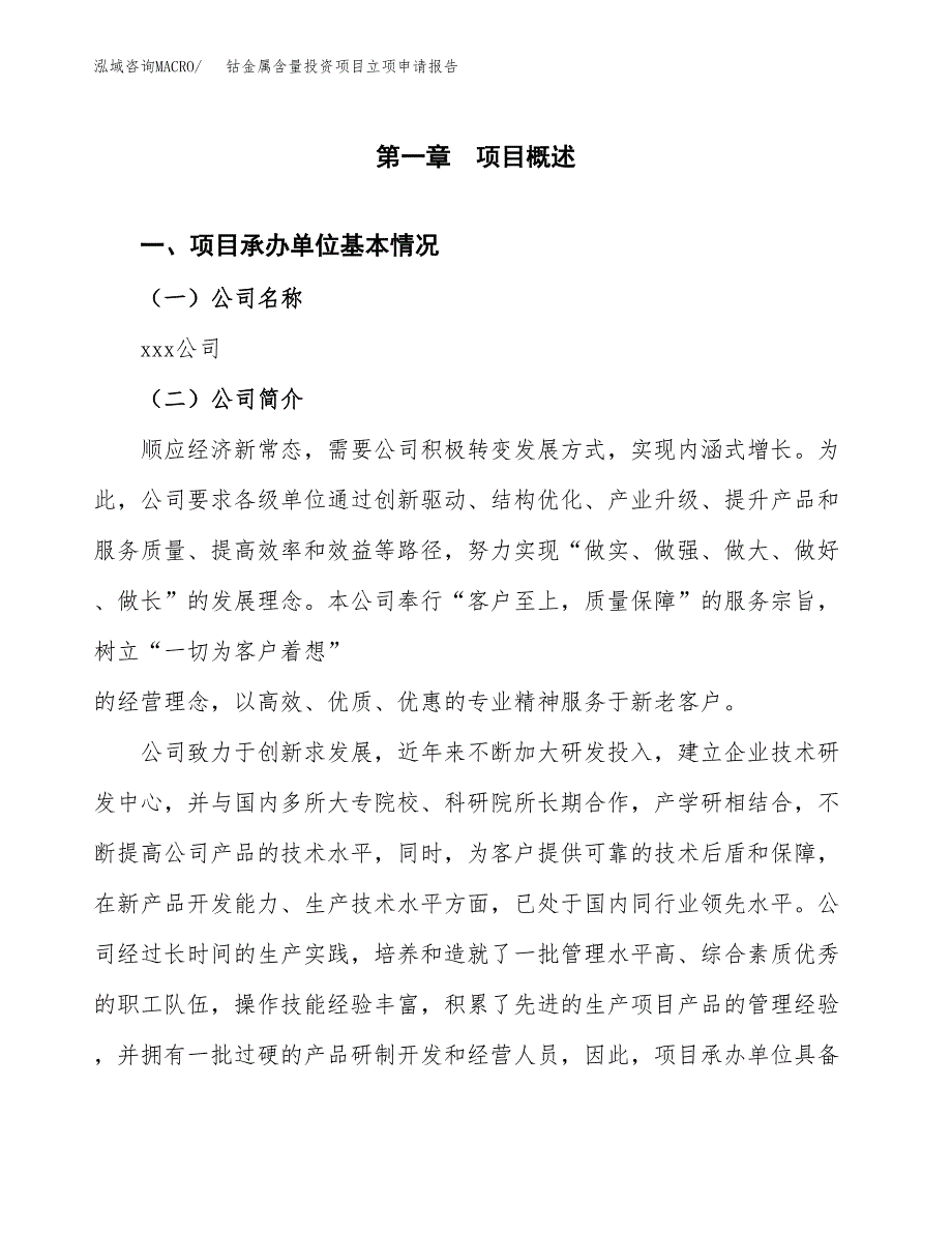 关于建设钴金属含量投资项目立项申请报告.docx_第3页