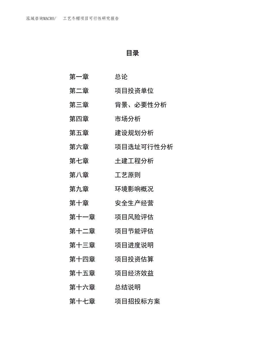 关于投资建设工艺冬帽项目可行性研究报告.docx_第1页