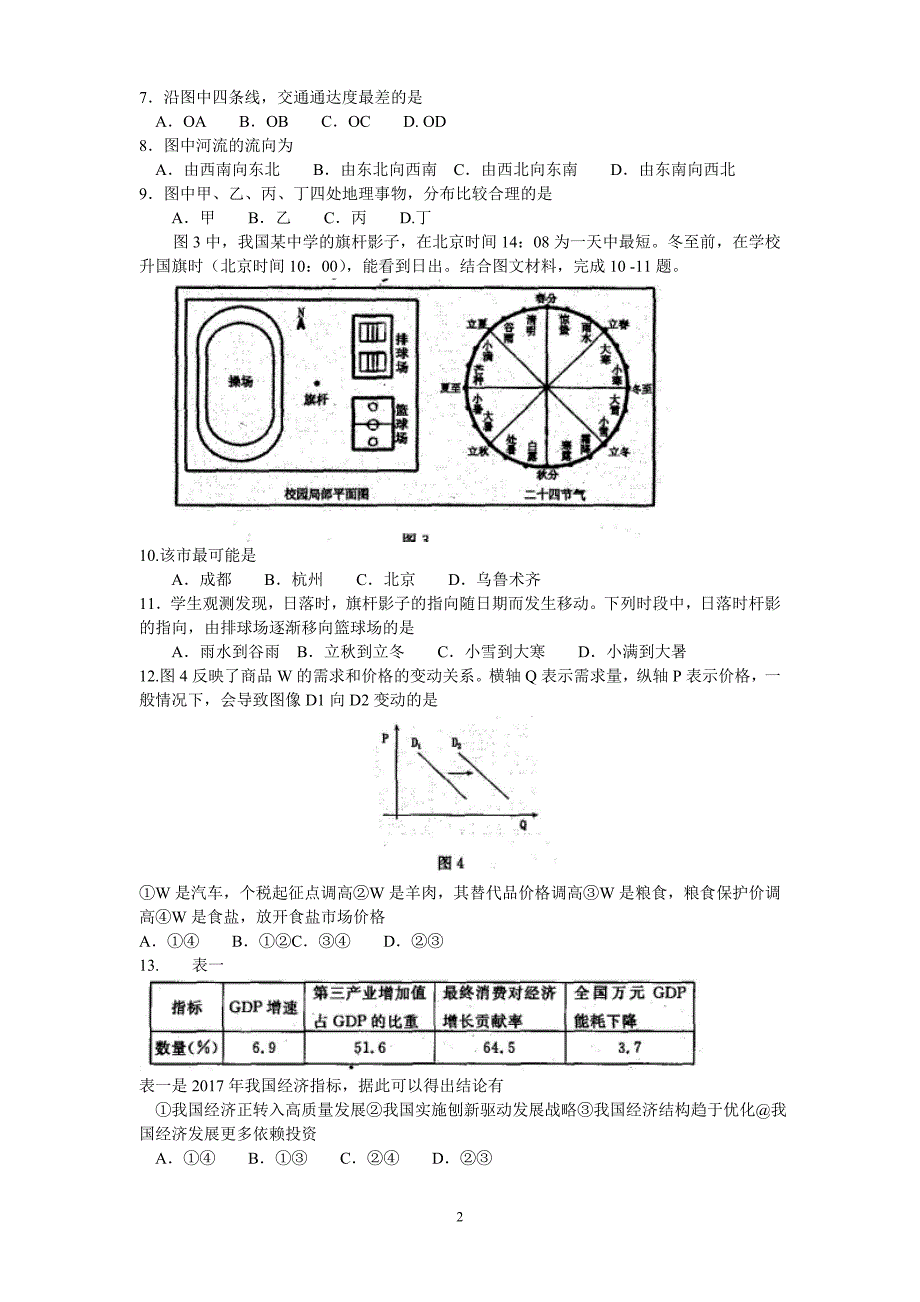 2018年河南省洛阳市高三（下）学期尖子生第二次联考文综试题（word版）.doc_第2页