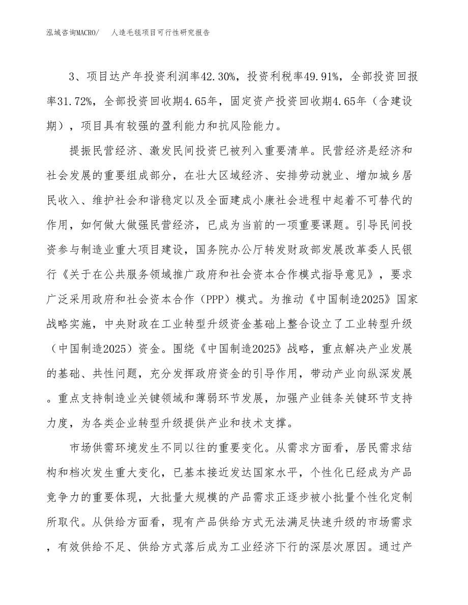 关于投资建设人造毛毯项目可行性研究报告.docx_第5页