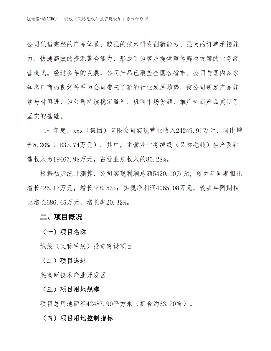 绒线（又称毛线）投资建设项目合作计划书（样本）_第2页