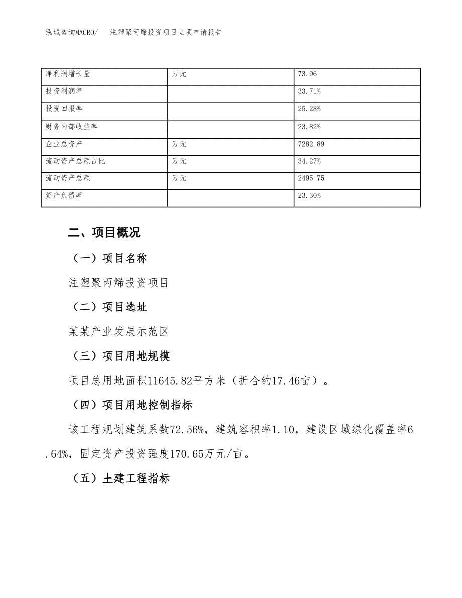 关于建设注塑聚丙烯投资项目立项申请报告.docx_第5页