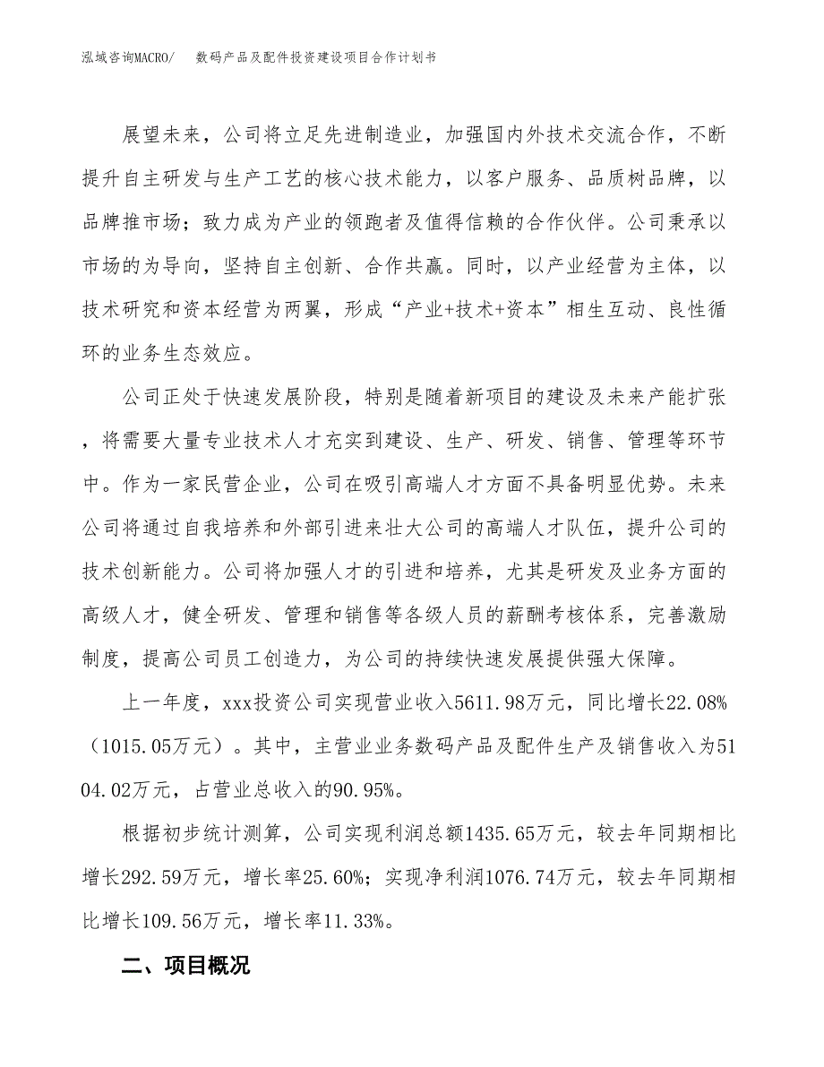 数码产品及配件投资建设项目合作计划书（样本）_第2页