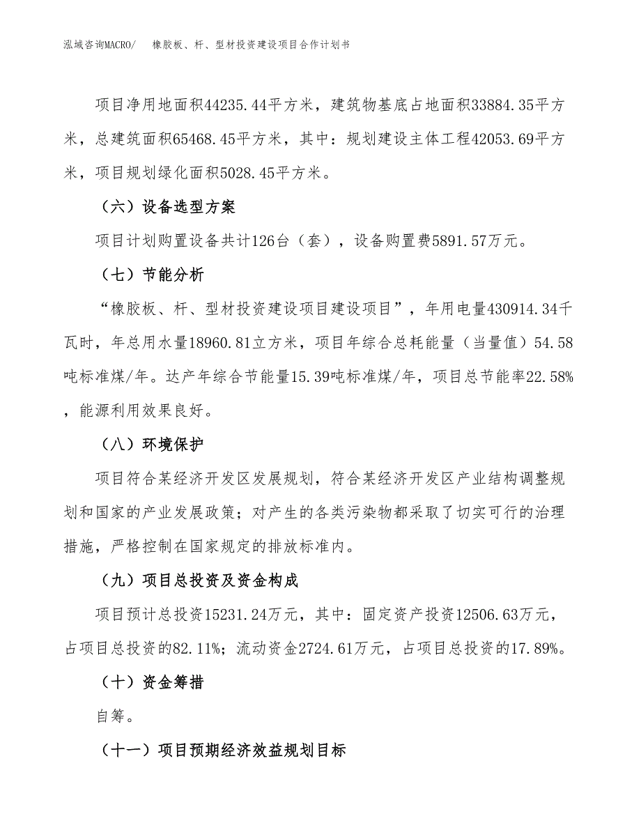 橡胶板、杆、型材投资建设项目合作计划书（样本）_第4页