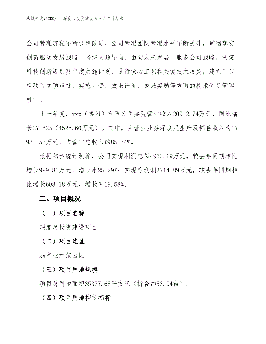 深度尺投资建设项目合作计划书（样本）_第2页