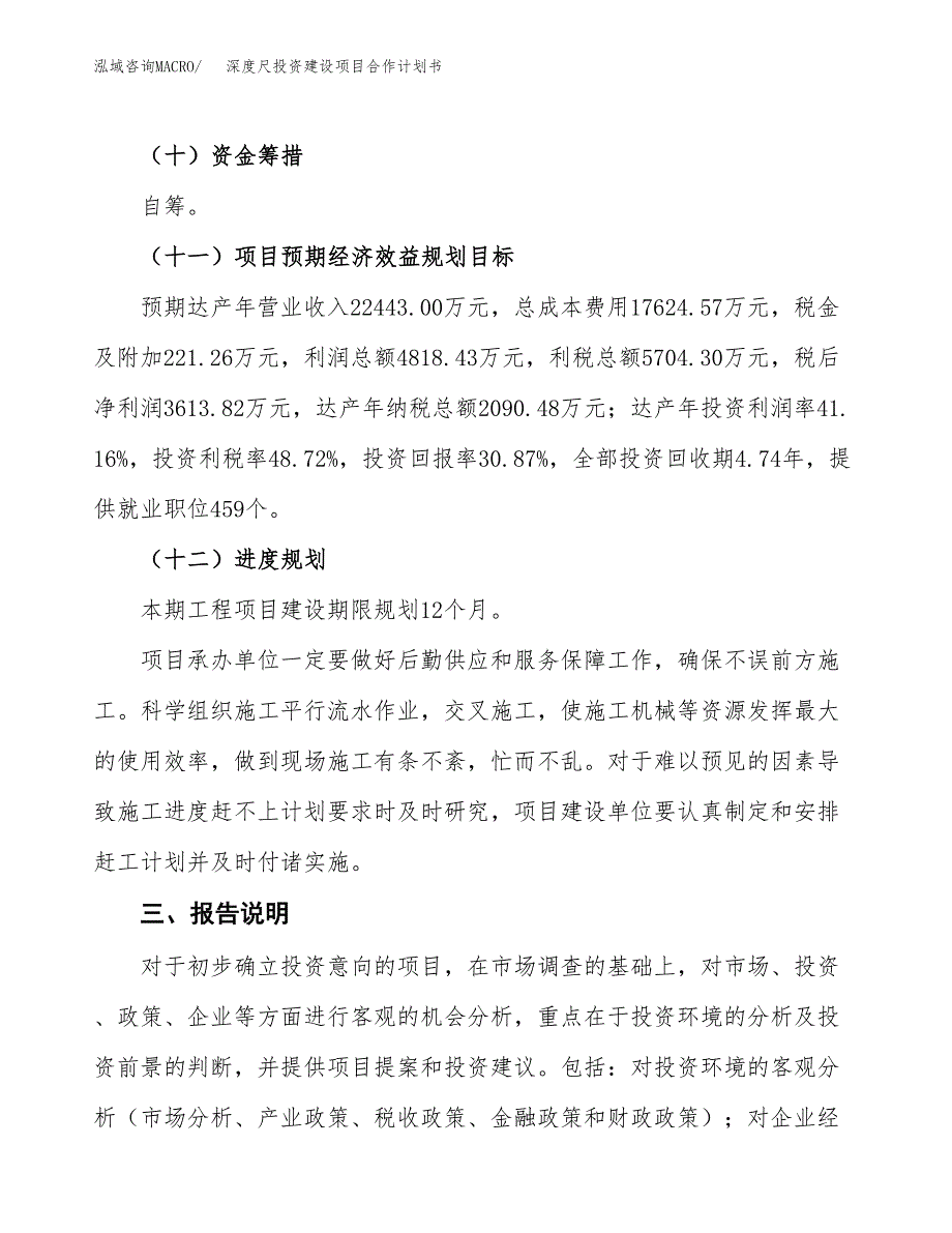 深度尺投资建设项目合作计划书（样本）_第4页