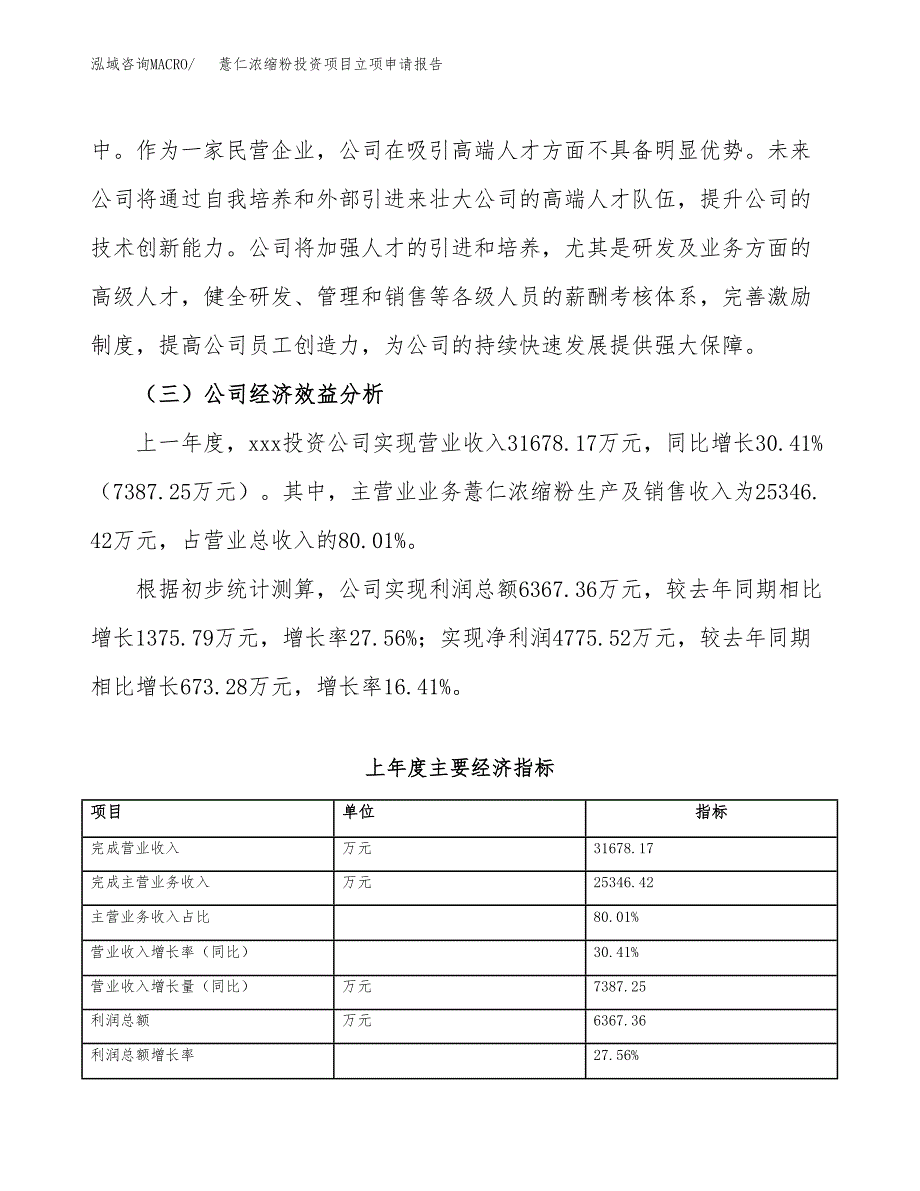 关于建设薏仁浓缩粉投资项目立项申请报告.docx_第4页