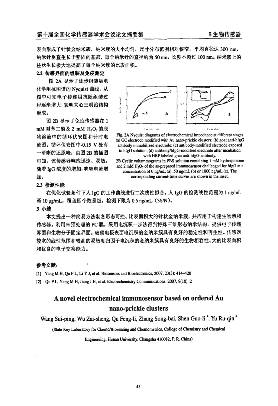 基于有序针状金纳米簇新型电化学免疫传感器_第2页