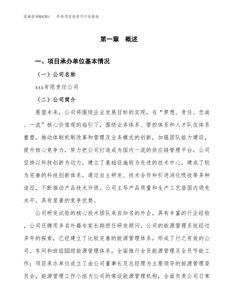 关于建设怀表项目投资可行性报告.docx_第3页