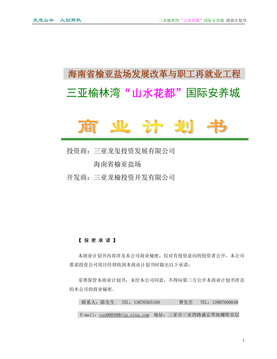 2019年山水花都商业计划书_第1页