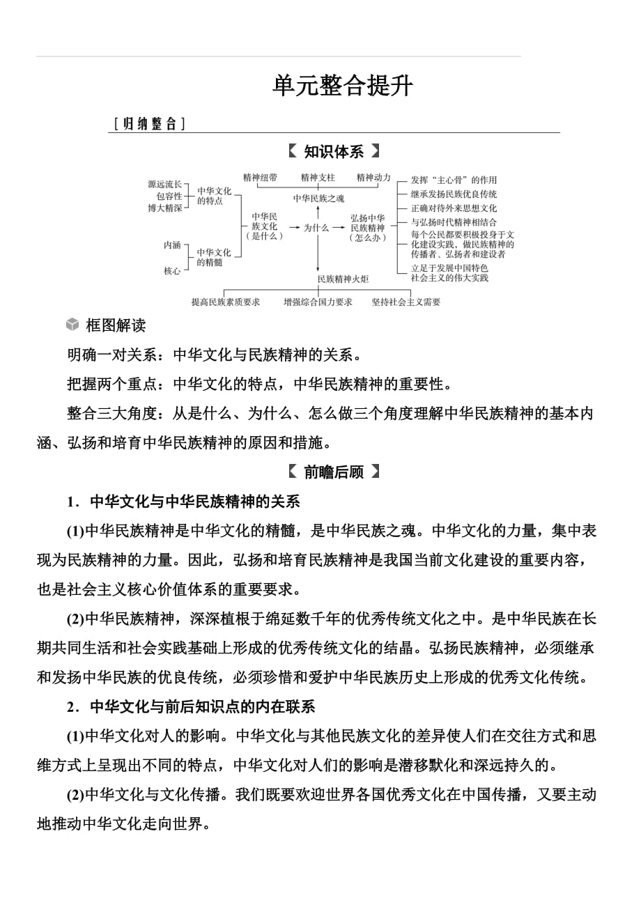 人教版2019版高考政治一轮总复习练习：必修三 第三单元单元整合提升 （含解析）_第1页