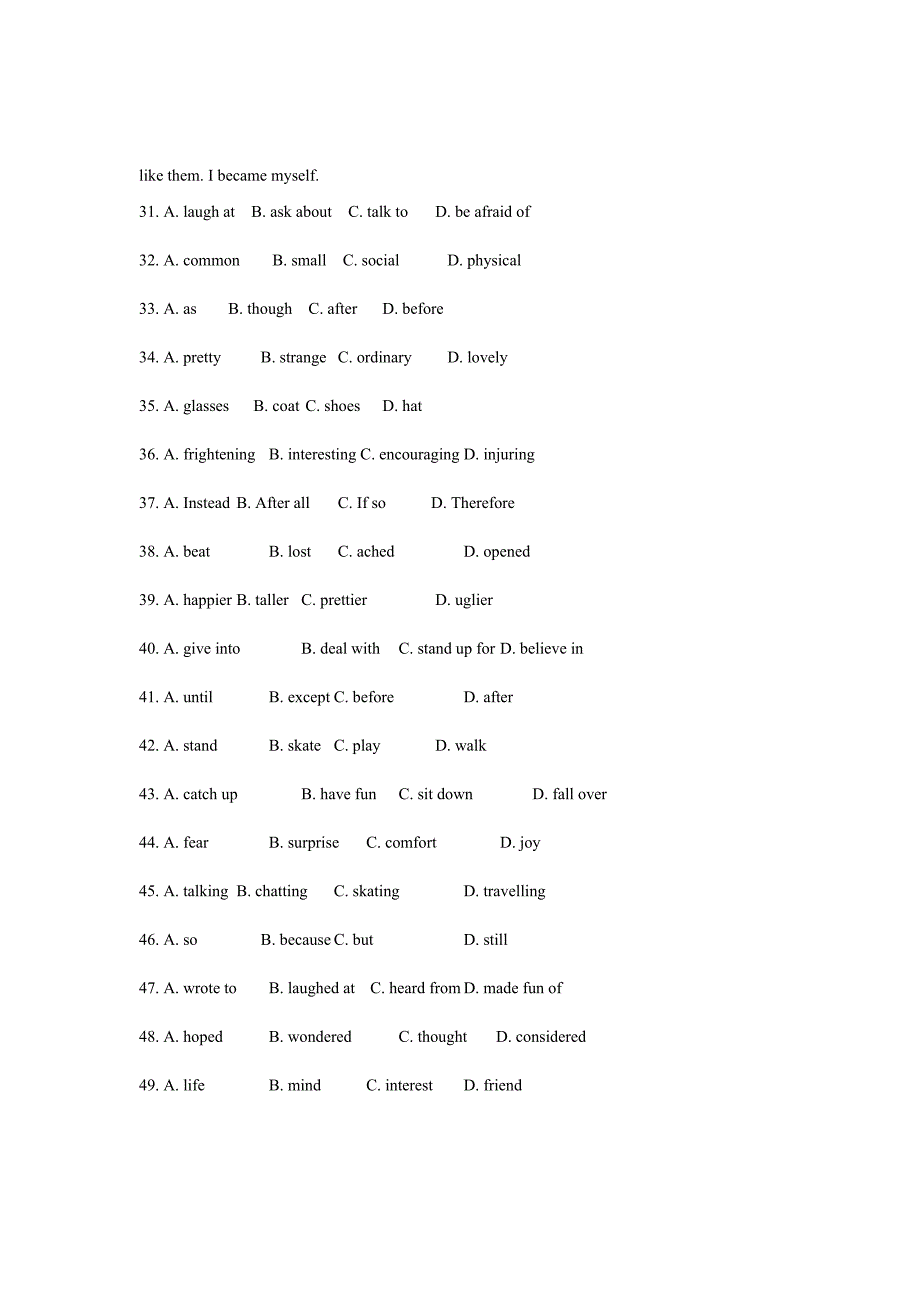 精校word版---江苏省沭阳县修远中学2019-2020学年高一上学期第一次月考英语试题_第4页