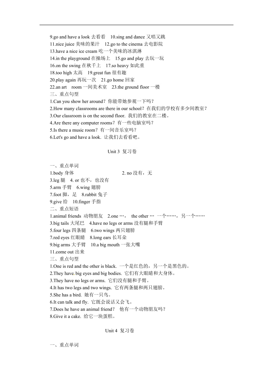 五年级上册英语素材知识清单U1U8译林版三起_第2页