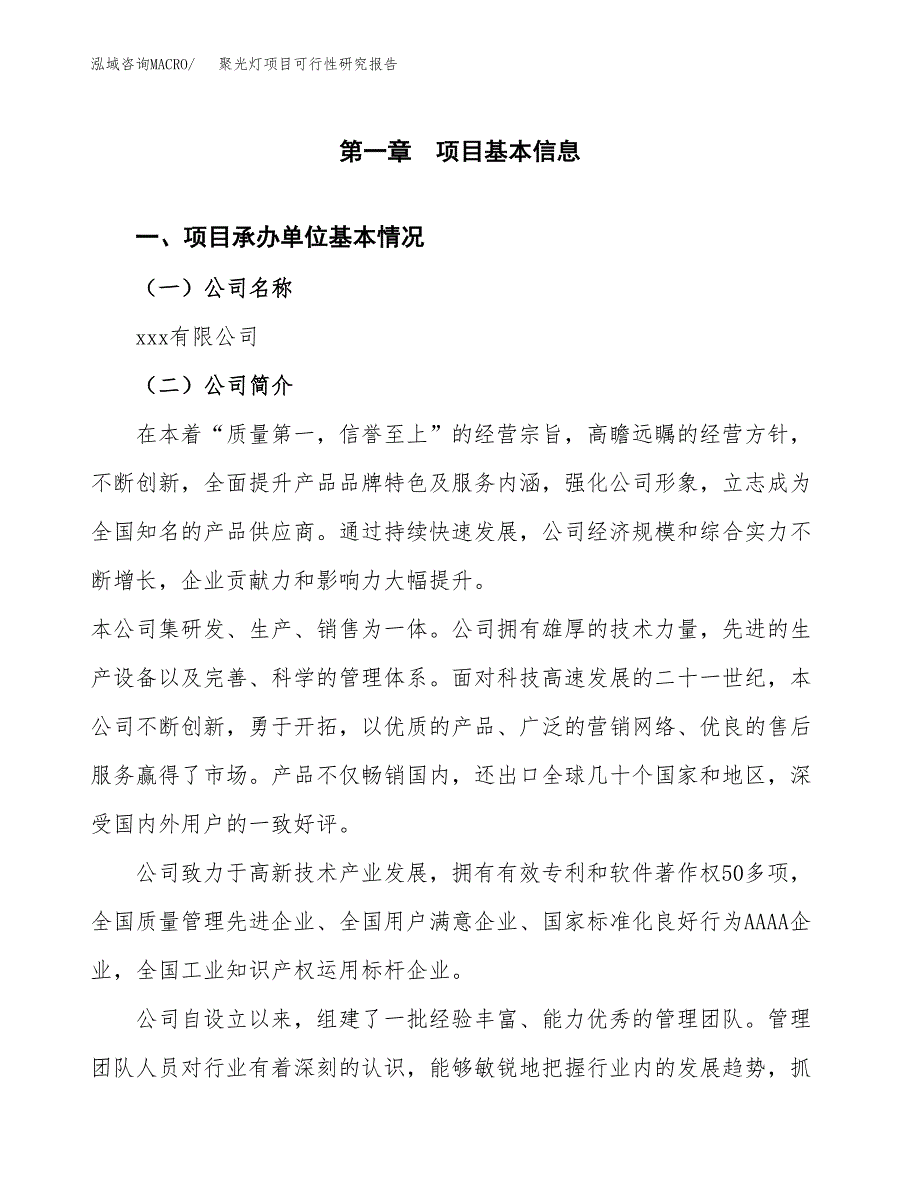 聚光灯项目可行性研究报告（总投资9000万元）（41亩）_第3页