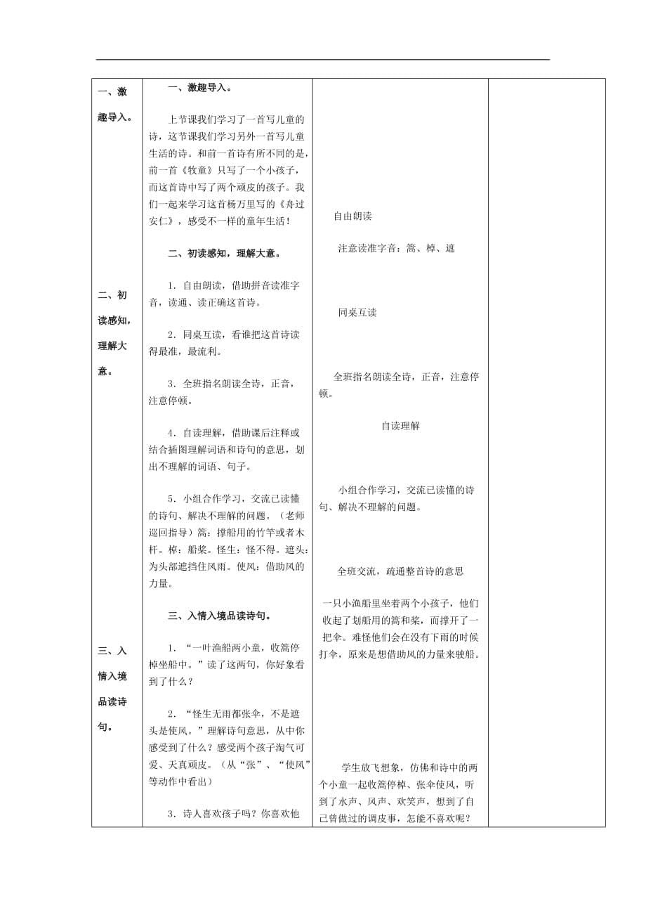 五年级下语文教学设计古诗词三首人教新课标版_第5页