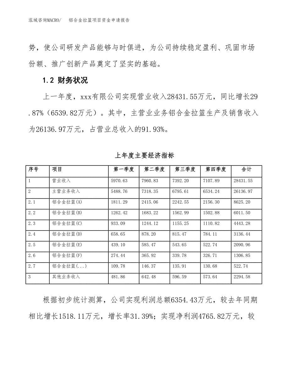 铝合金拉篮项目资金申请报告.docx_第5页