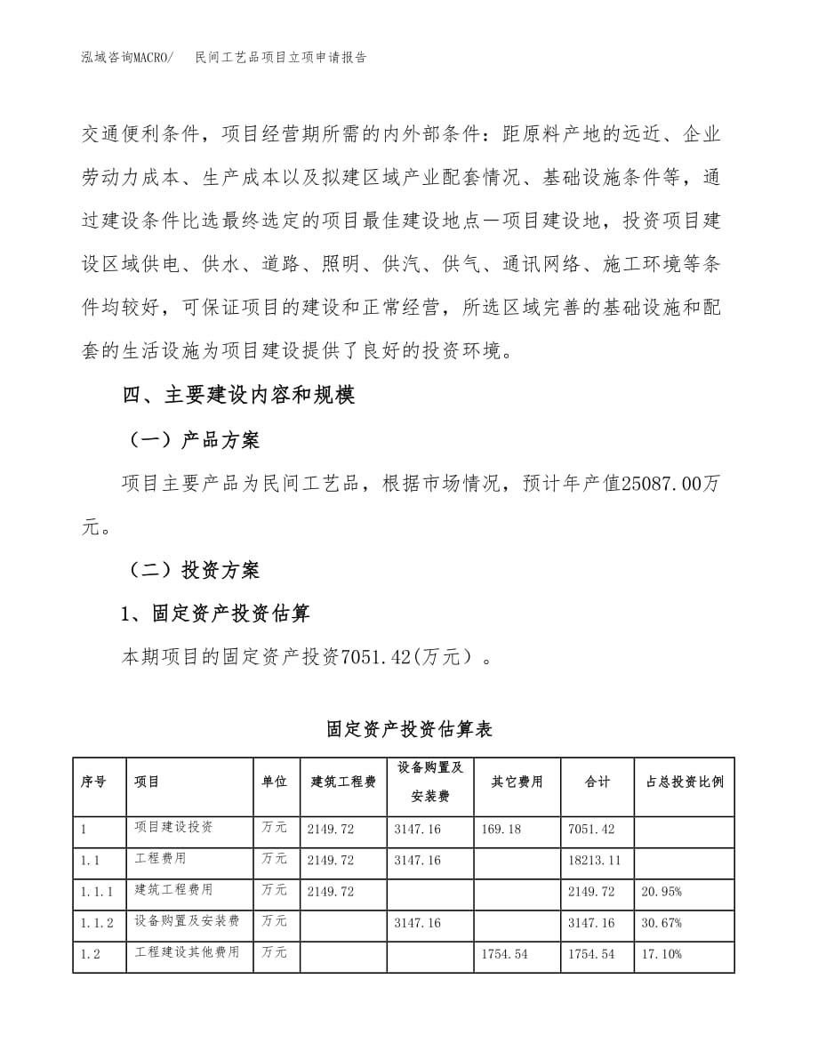 民间工艺品项目立项申请报告模板（总投资10000万元）_第4页