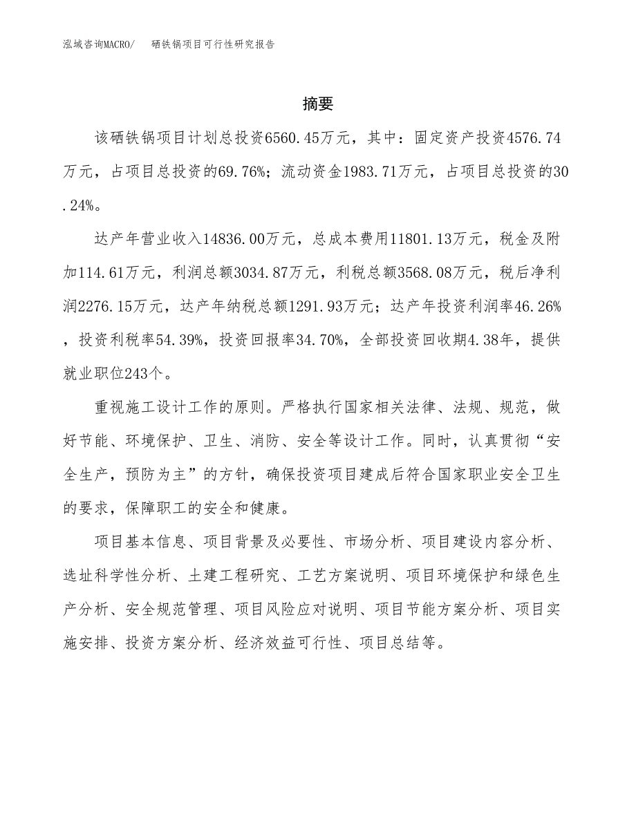 硒铁锅项目可行性研究报告（总投资7000万元）（24亩）_第2页