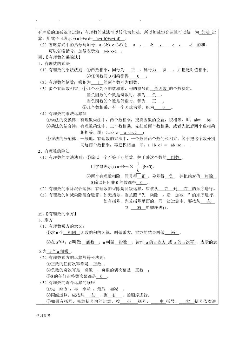 新人版数学七年级（上册）知识点汇总_第3页