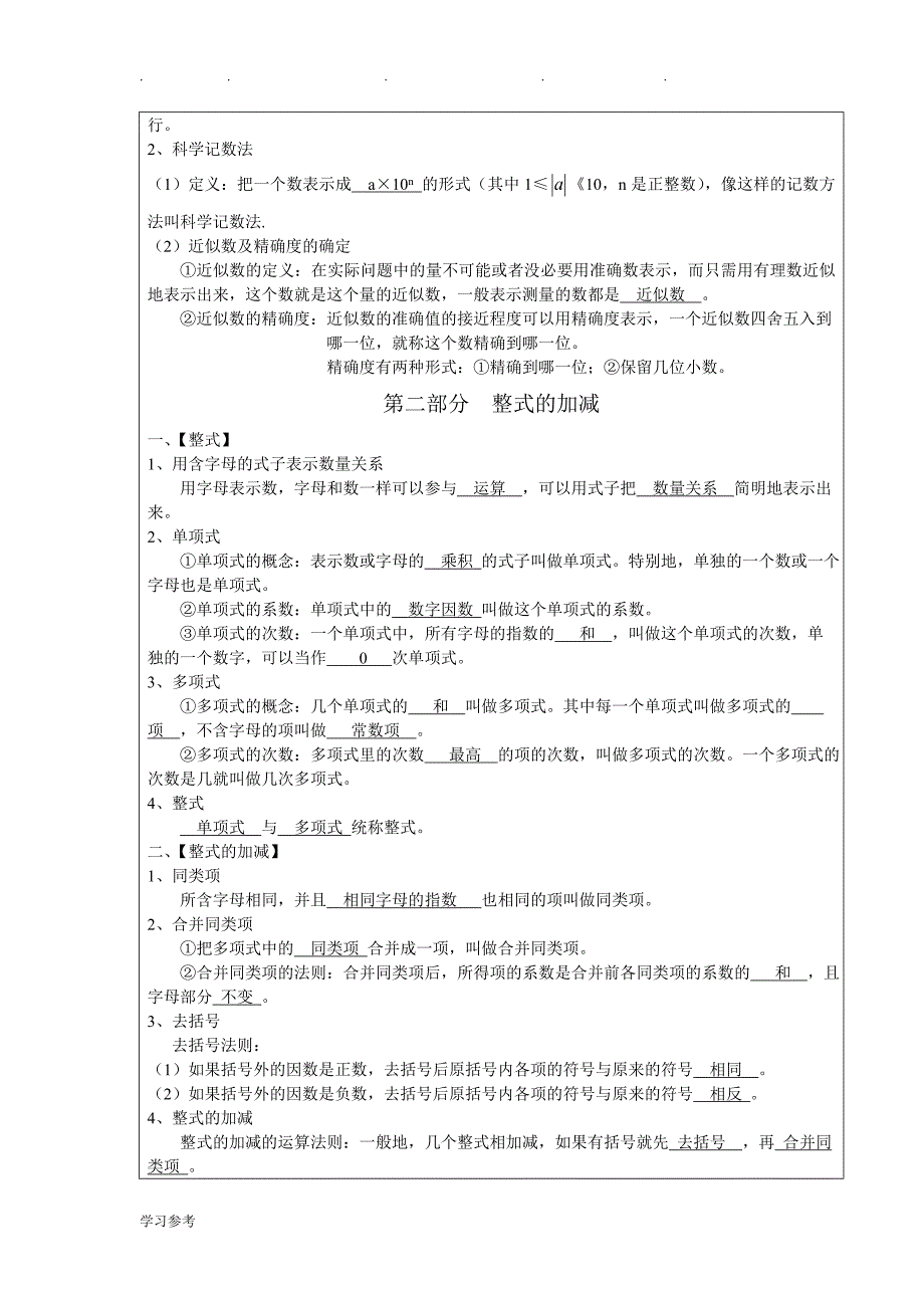 新人版数学七年级（上册）知识点汇总_第4页