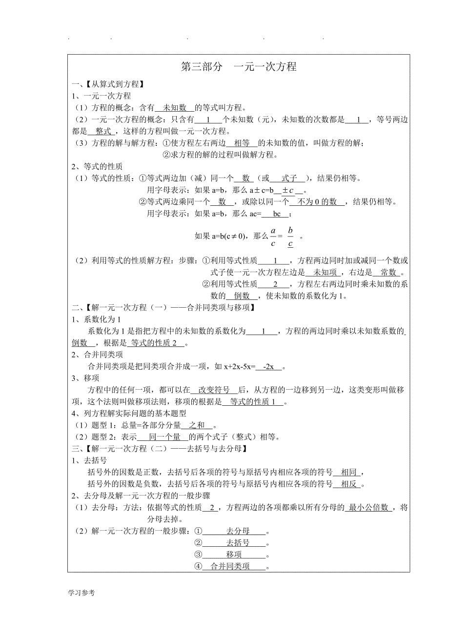 新人版数学七年级（上册）知识点汇总_第5页