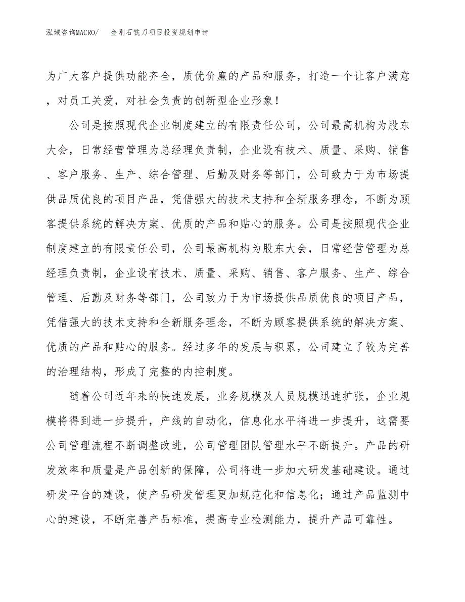 金刚石铣刀项目投资规划申请_第2页