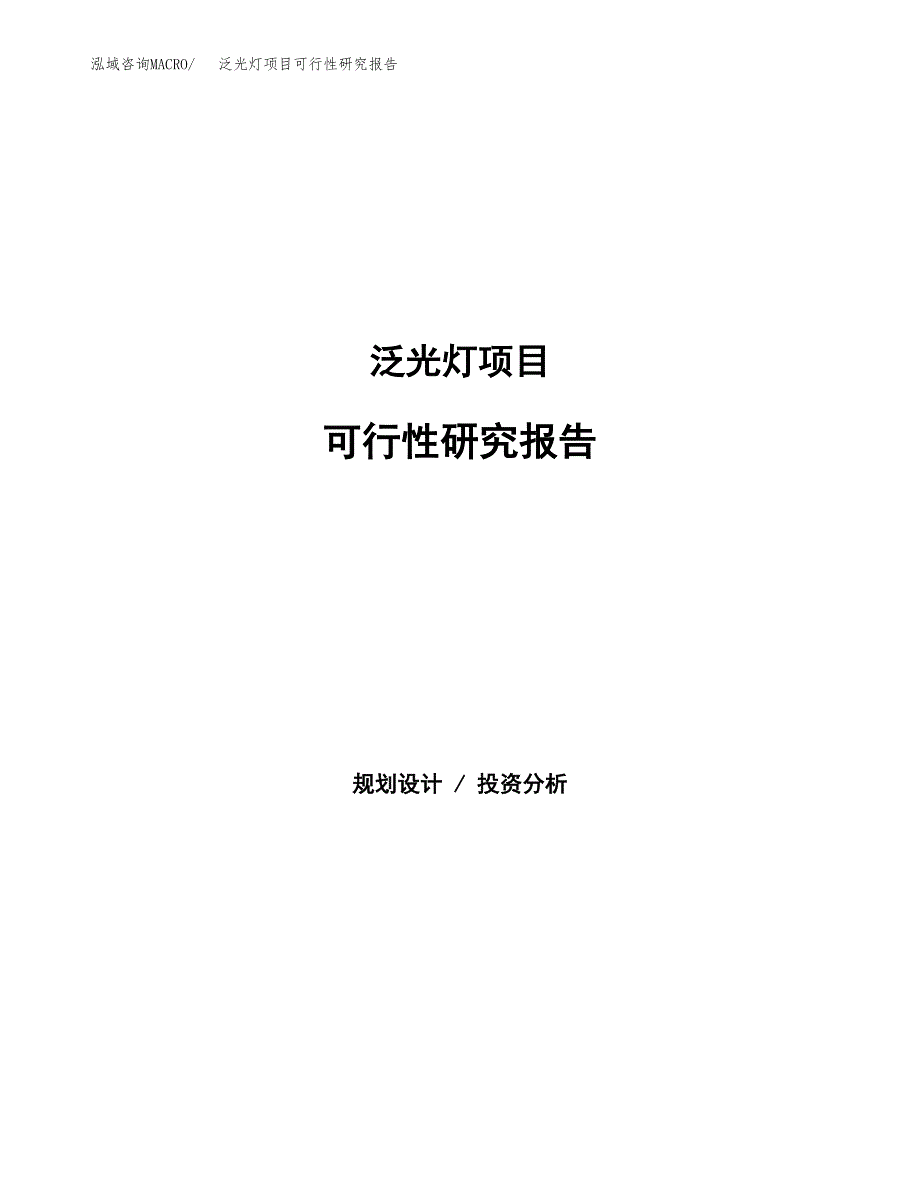 泛光灯项目可行性研究报告（总投资15000万元）（54亩）_第1页