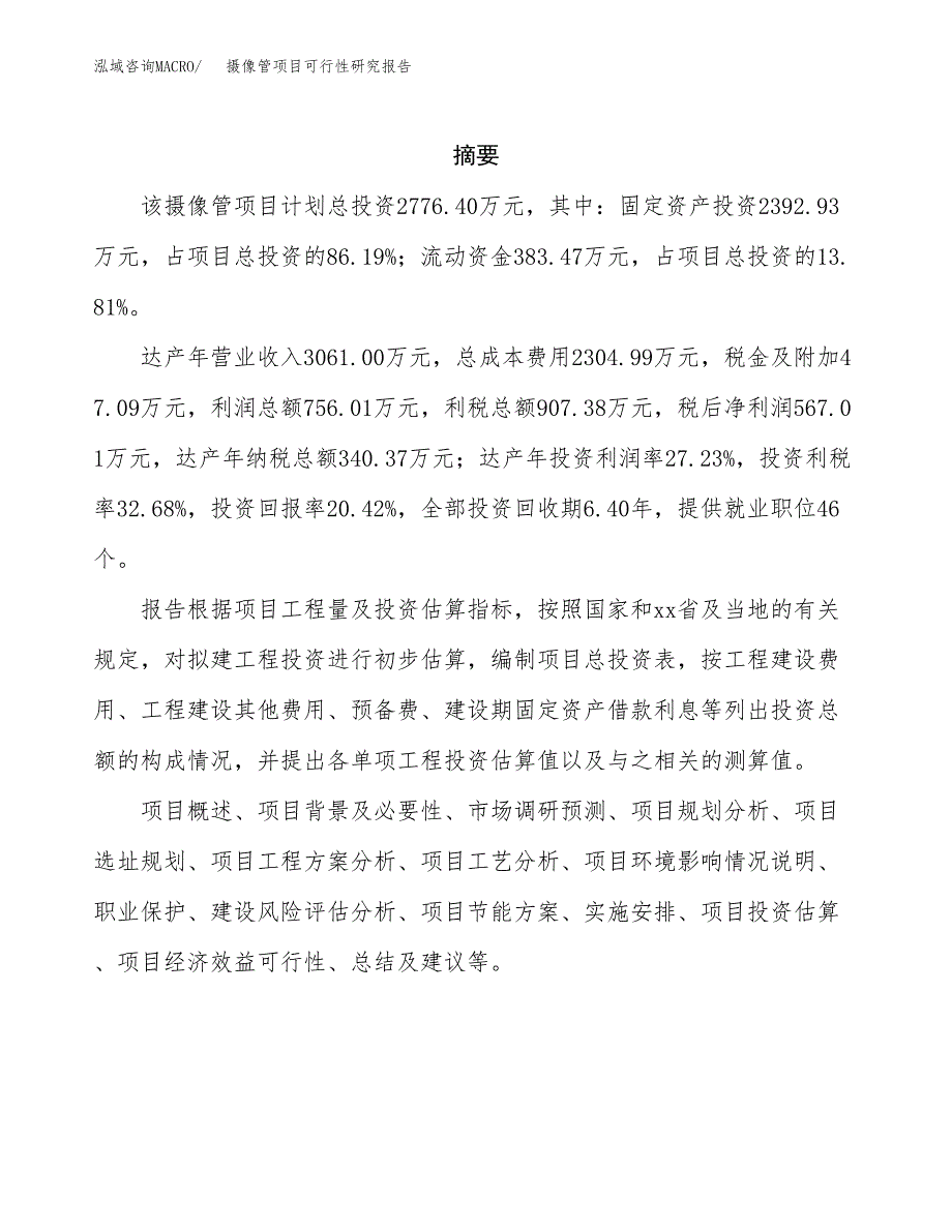 摄像管项目可行性研究报告（总投资3000万元）（13亩）_第2页