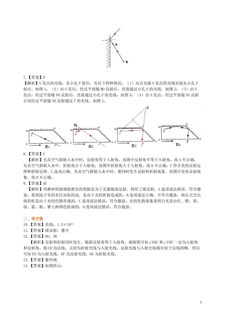 中考总复习：光现象（提高） 巩固练习_第5页