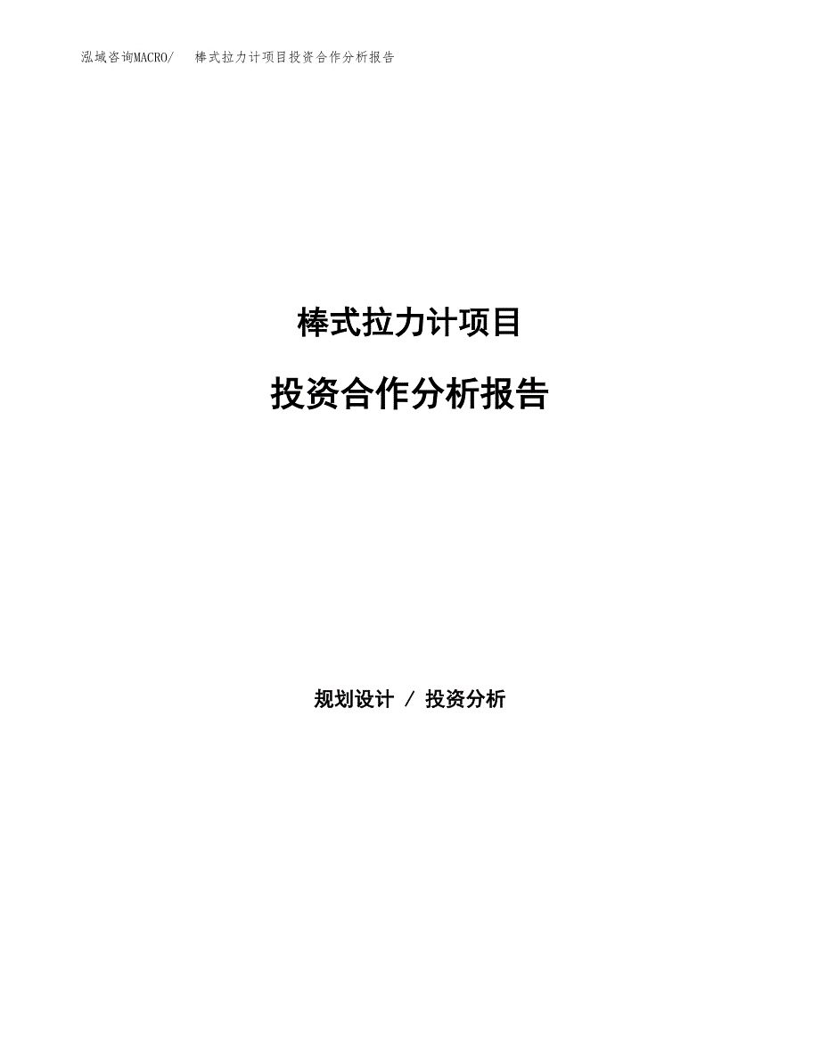 棒式拉力计项目投资合作分析报告.docx_第1页