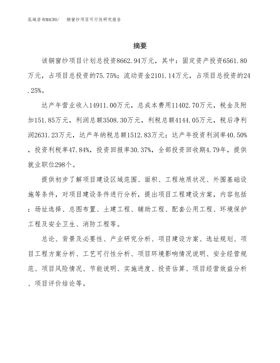 铜窗纱项目可行性研究报告（总投资9000万元）（35亩）_第2页