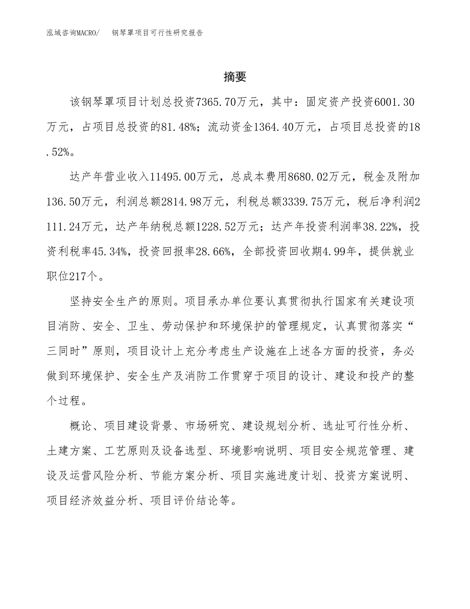 钢琴罩项目可行性研究报告（总投资7000万元）（34亩）_第2页