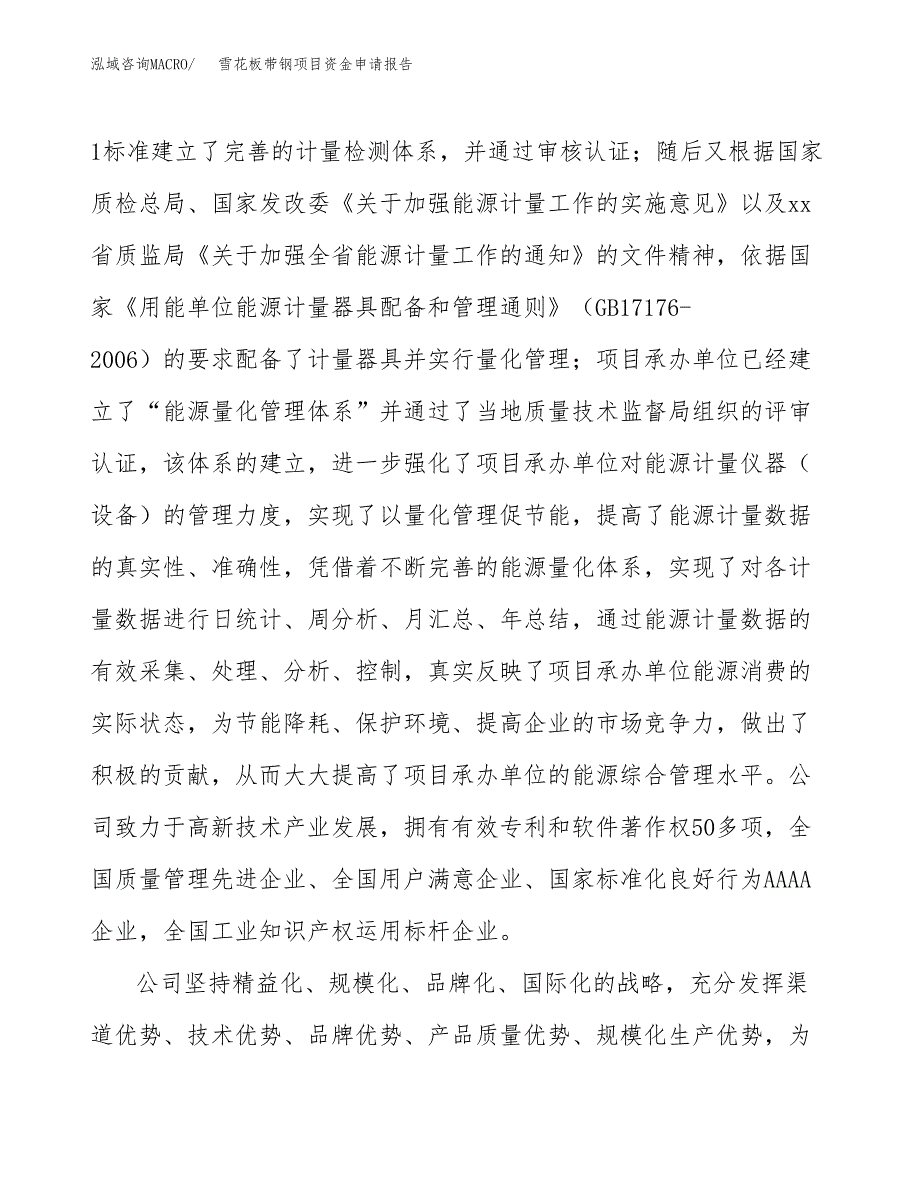 雪花板带钢项目资金申请报告.docx_第4页