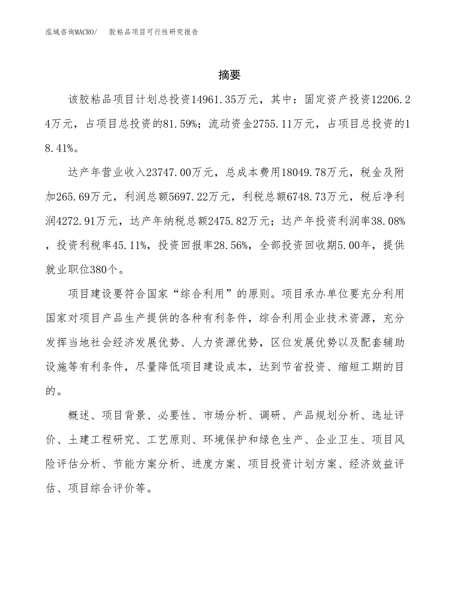 胶粘品项目可行性研究报告（总投资15000万元）（64亩）_第2页