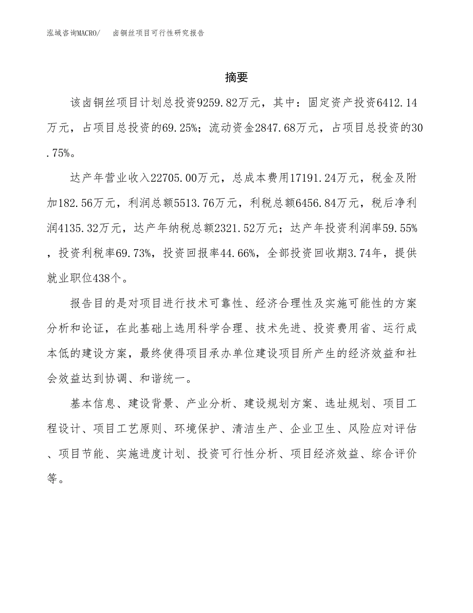 卤铜丝项目可行性研究报告（总投资9000万元）（34亩）_第2页