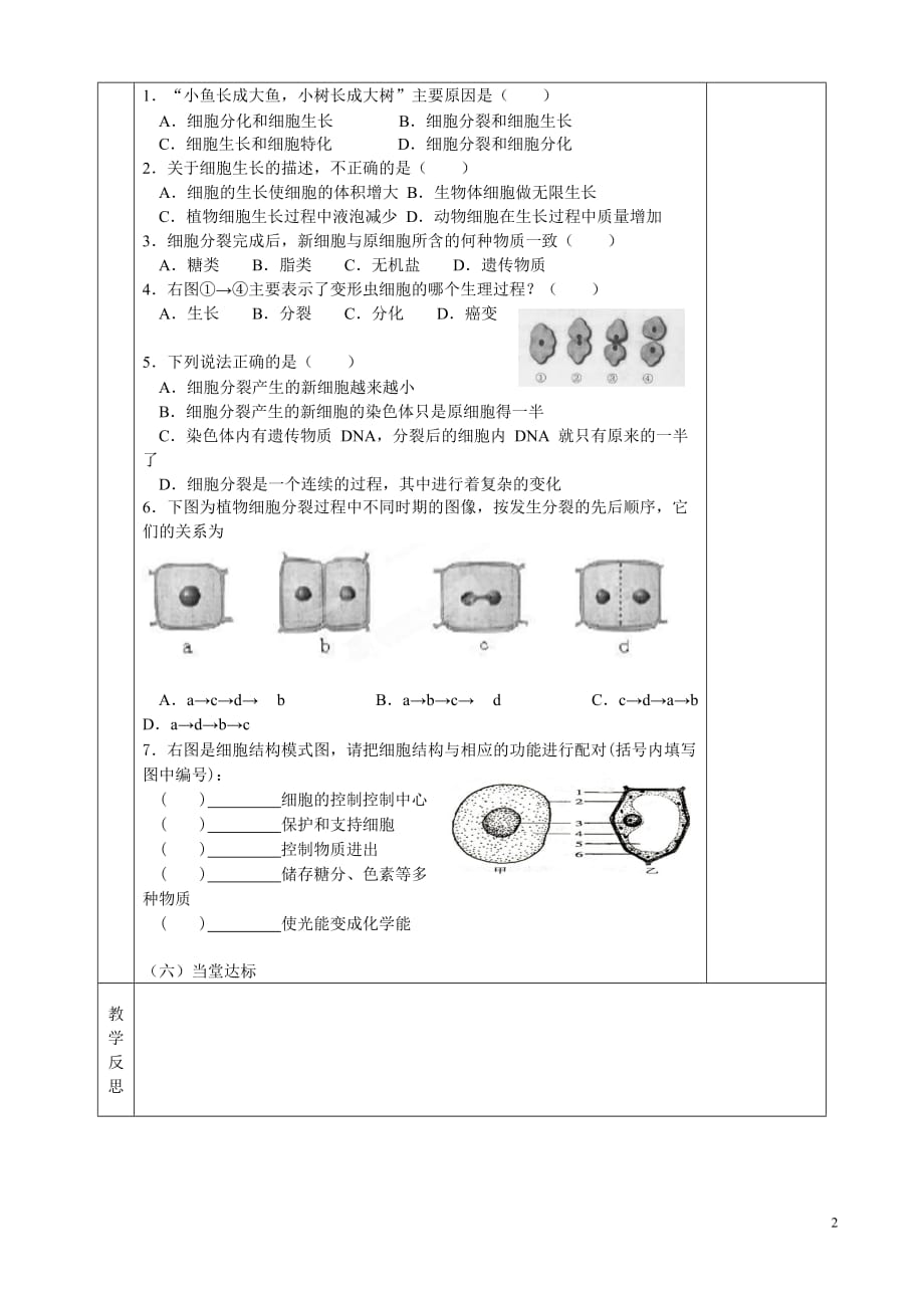 《第二章第一节细胞通过分裂产生新细胞》教案_第3页