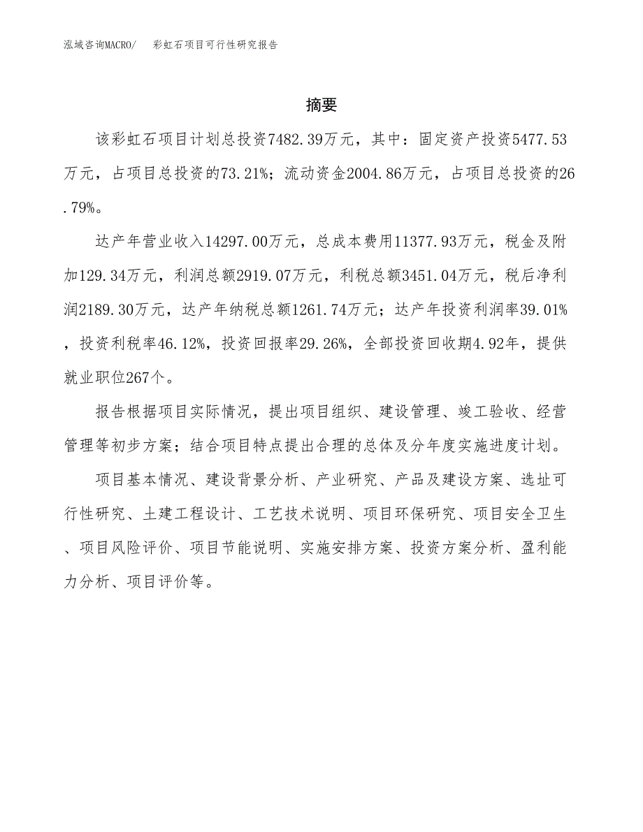 彩虹石项目可行性研究报告（总投资7000万元）（30亩）_第2页