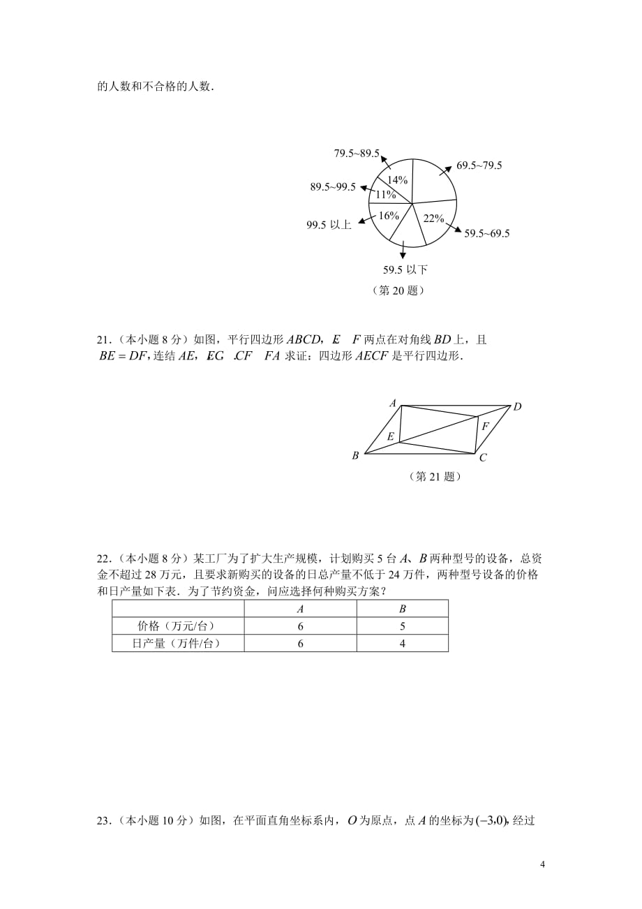 永州市2009年初中毕业学业水平考试及答案_第4页