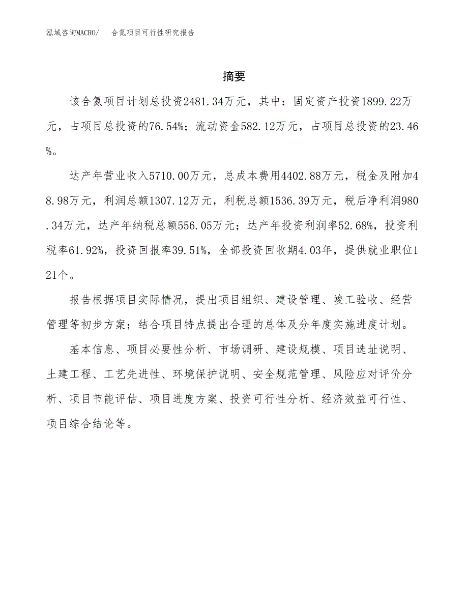 合氮项目可行性研究报告（总投资2000万元）（10亩）_第2页