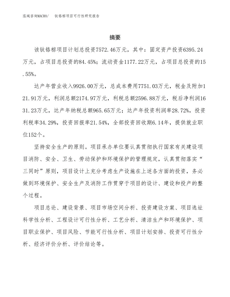 钛铬棕项目可行性研究报告（总投资8000万元）（32亩）_第2页