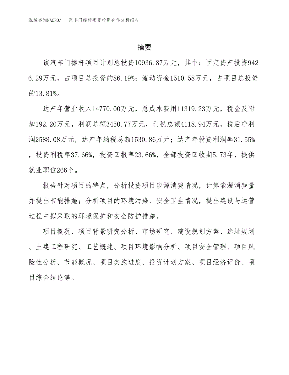 汽车门撑杆项目投资合作分析报告.docx_第2页