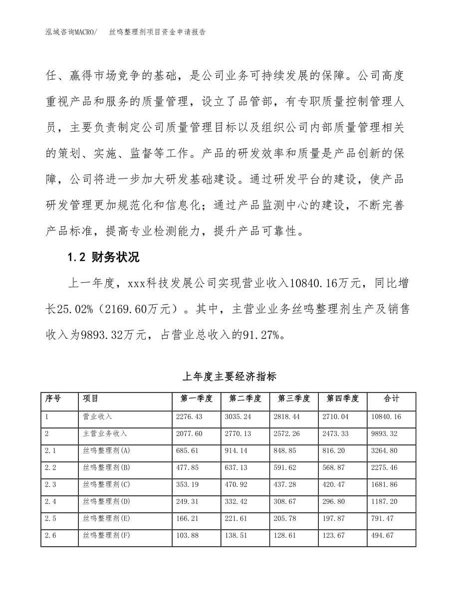 丝鸣整理剂项目资金申请报告.docx_第5页