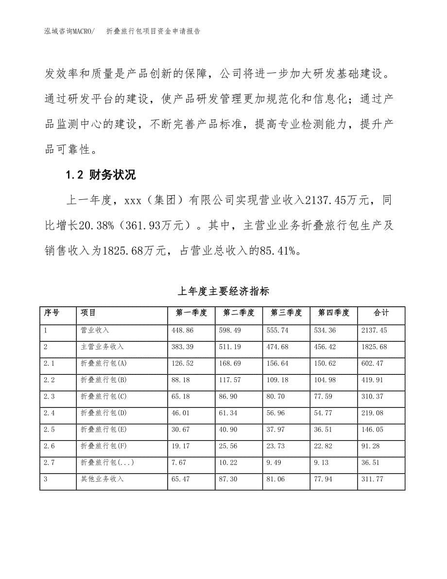 折叠旅行包项目资金申请报告.docx_第5页