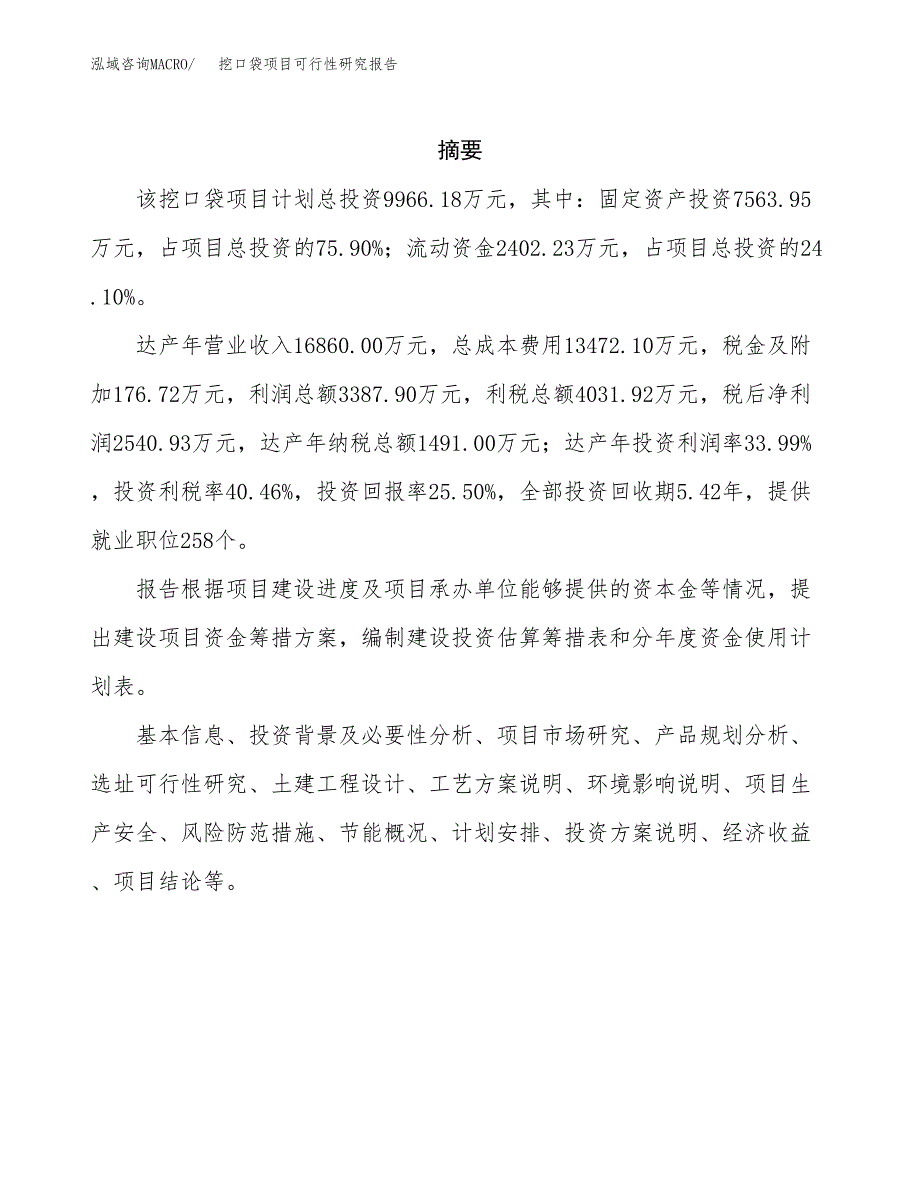 挖口袋项目可行性研究报告（总投资10000万元）（45亩）_第2页