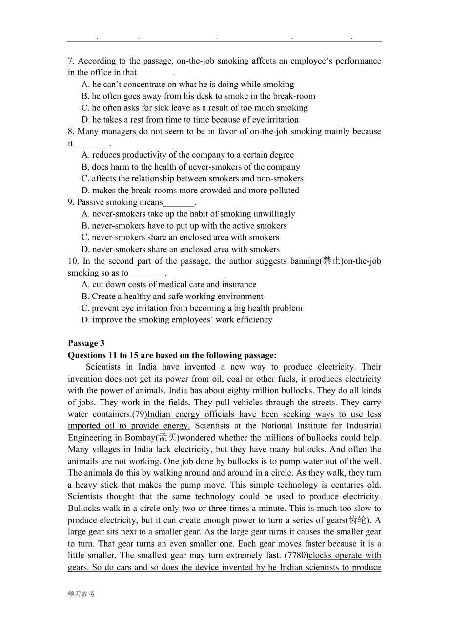 北京地区成人本科学士学位英语统一考试B_第3页